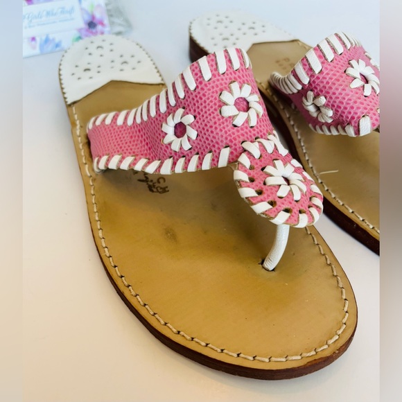 PALM BEACH Sandals Luxe/Hand Crafted 100% Leather Pink White Made In USA - Picture 13 of 15